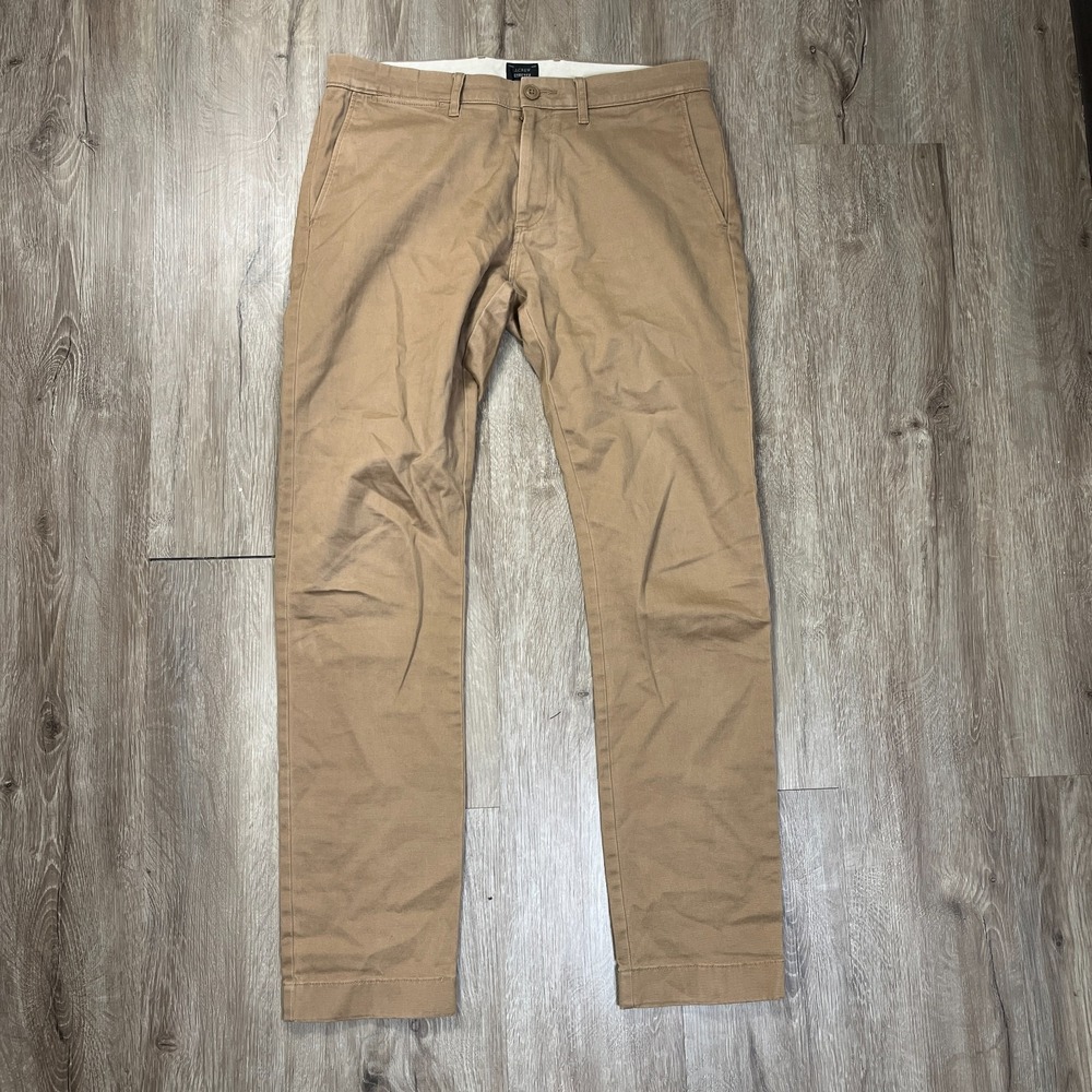 J Crew 484 Slim Men's Chino Pants 31x32 Brown Tapered Khaki Cotton Blend